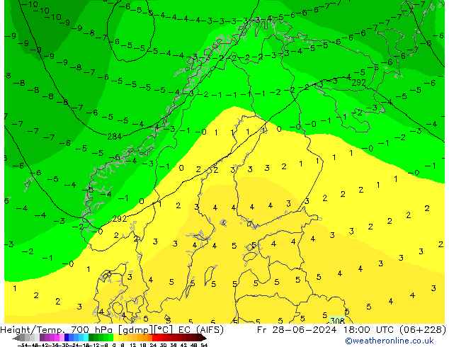 Height/Temp. 700 hPa EC (AIFS)  28.06.2024 18 UTC