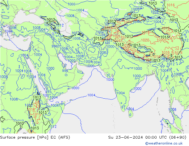 Pressione al suolo EC (AIFS) dom 23.06.2024 00 UTC