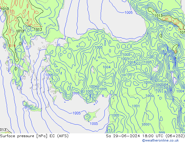 pressão do solo EC (AIFS) Sáb 29.06.2024 18 UTC