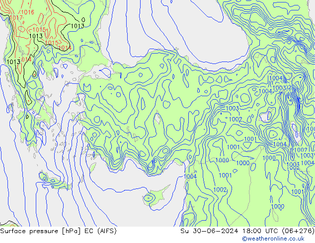 Surface pressure EC (AIFS) Su 30.06.2024 18 UTC