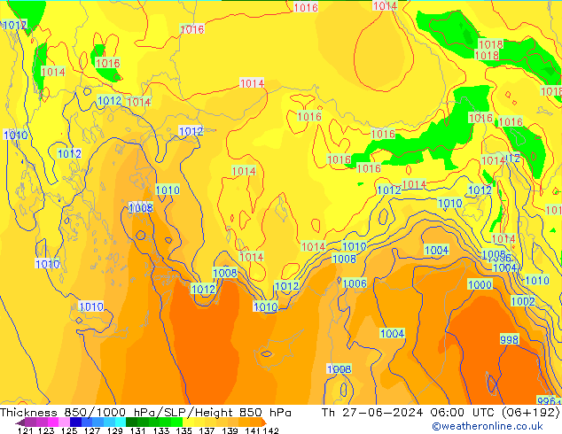 Thck 850-1000 hPa EC (AIFS) Th 27.06.2024 06 UTC