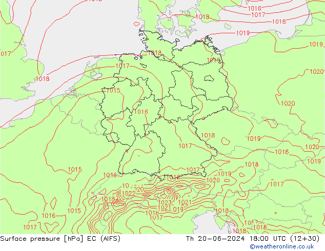 Surface pressure EC (AIFS) Th 20.06.2024 18 UTC