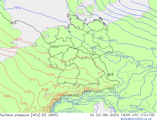 Bodendruck EC (AIFS) Sa 22.06.2024 18 UTC