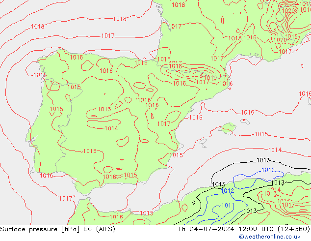 Pressione al suolo EC (AIFS) gio 04.07.2024 12 UTC