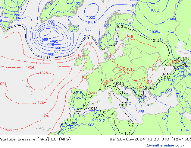 Luchtdruk (Grond) EC (AIFS) wo 26.06.2024 12 UTC