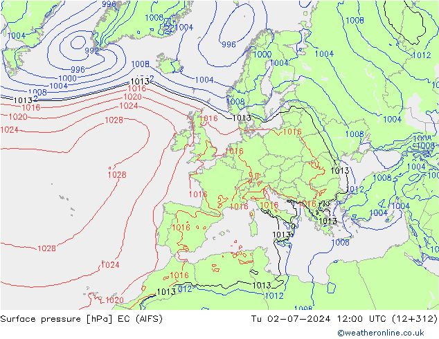 Bodendruck EC (AIFS) Di 02.07.2024 12 UTC