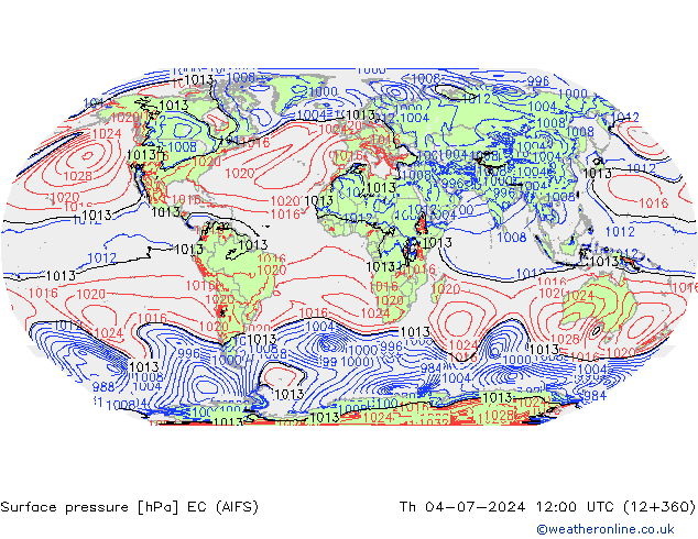 Presión superficial EC (AIFS) jue 04.07.2024 12 UTC