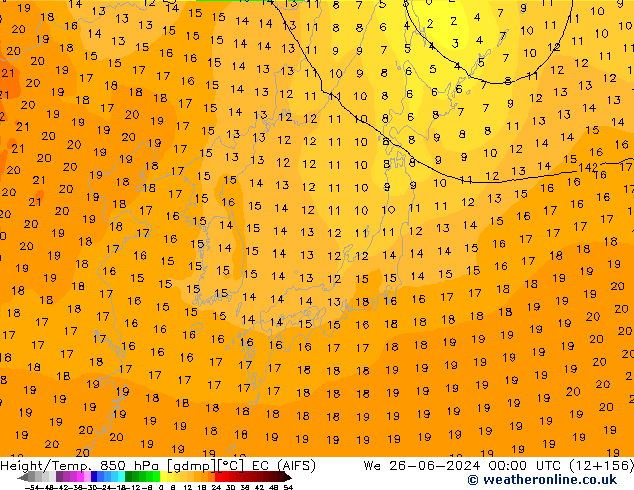 Height/Temp. 850 hPa EC (AIFS) St 26.06.2024 00 UTC