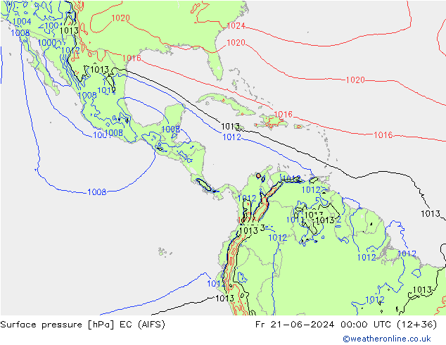 приземное давление EC (AIFS) пт 21.06.2024 00 UTC