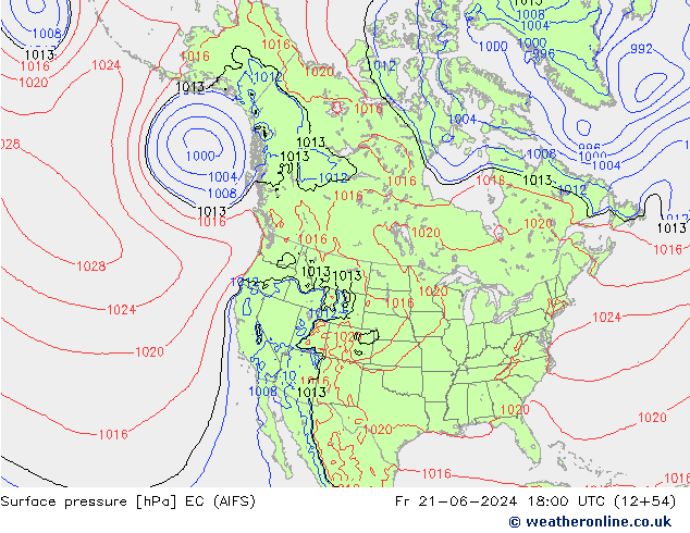 Surface pressure EC (AIFS) Fr 21.06.2024 18 UTC