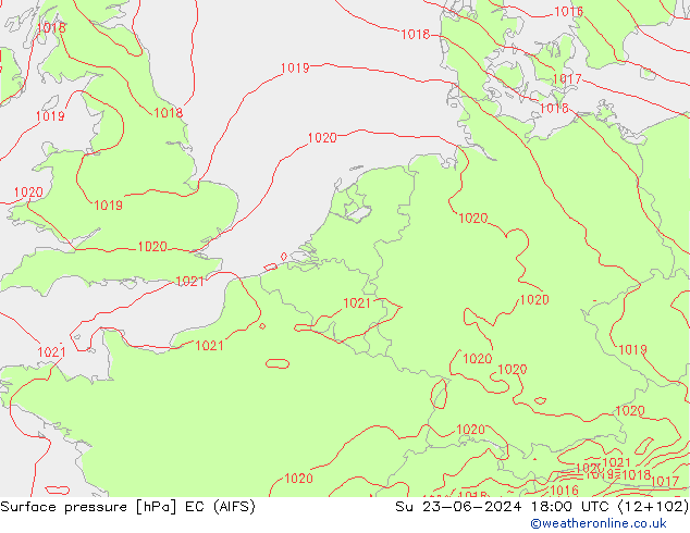 Surface pressure EC (AIFS) Su 23.06.2024 18 UTC