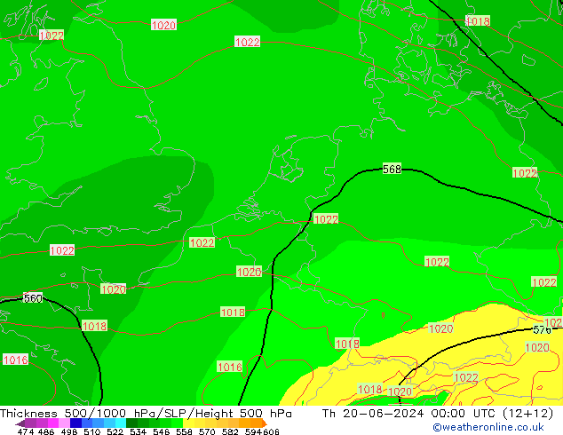 Thck 500-1000hPa EC (AIFS) Th 20.06.2024 00 UTC