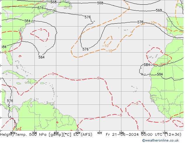 Height/Temp. 500 гПа EC (AIFS) пт 21.06.2024 00 UTC