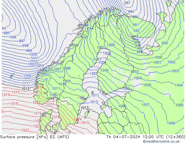 Luchtdruk (Grond) EC (AIFS) do 04.07.2024 12 UTC