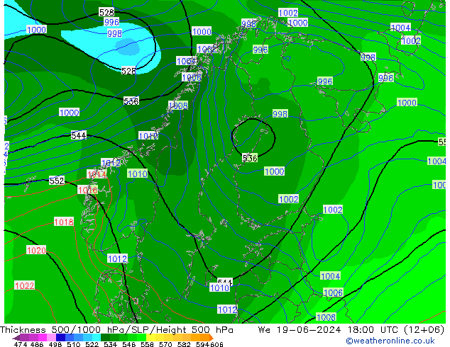 Thck 500-1000гПа EC (AIFS) ср 19.06.2024 18 UTC