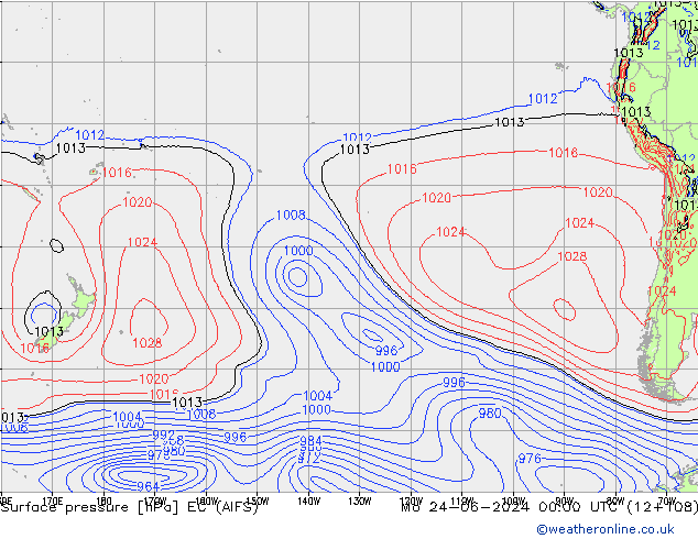 Surface pressure EC (AIFS) Mo 24.06.2024 00 UTC