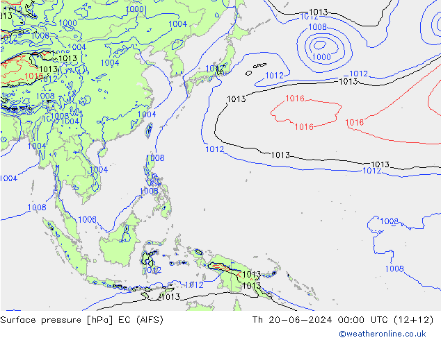 Luchtdruk (Grond) EC (AIFS) do 20.06.2024 00 UTC