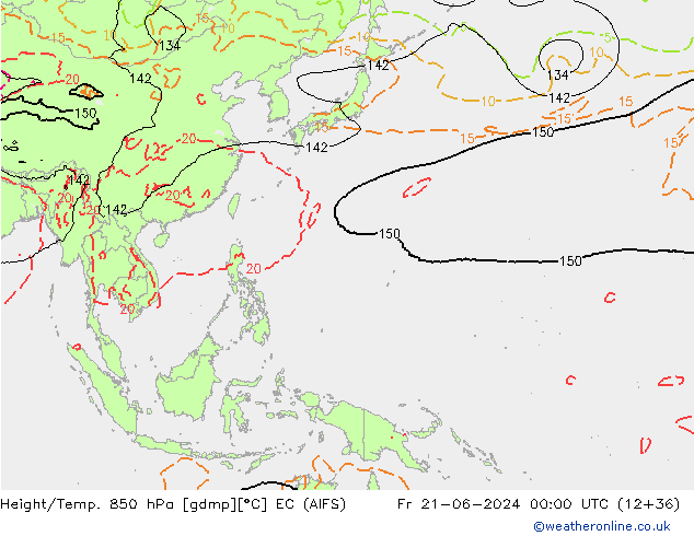 Height/Temp. 850 гПа EC (AIFS) пт 21.06.2024 00 UTC