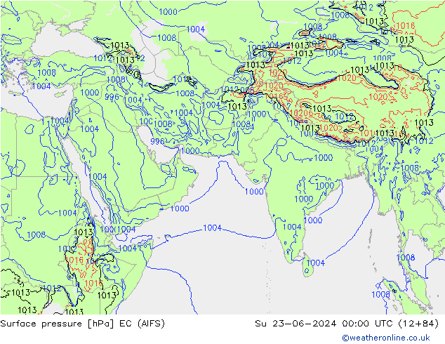 Surface pressure EC (AIFS) Su 23.06.2024 00 UTC