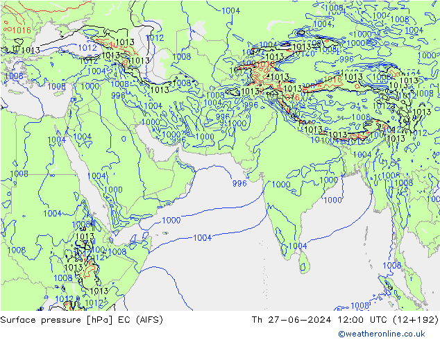 地面气压 EC (AIFS) 星期四 27.06.2024 12 UTC