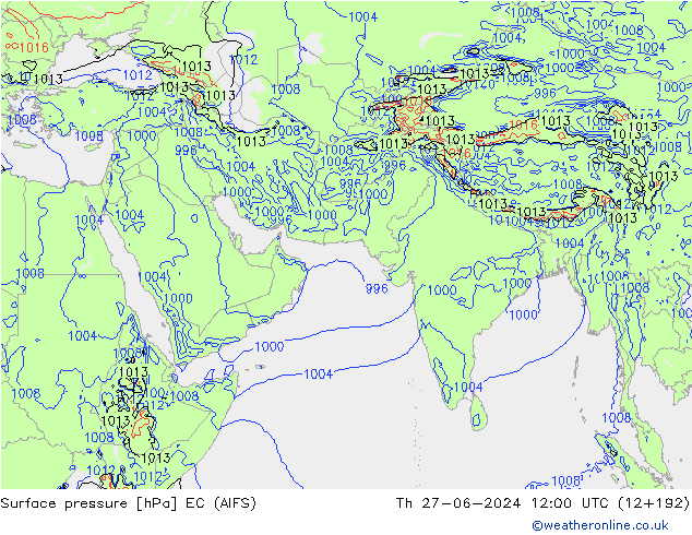 Surface pressure EC (AIFS) Th 27.06.2024 12 UTC