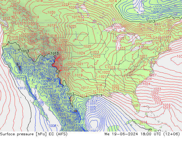 Luchtdruk (Grond) EC (AIFS) wo 19.06.2024 18 UTC