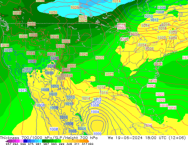 Thck 700-1000 hPa EC (AIFS) Qua 19.06.2024 18 UTC