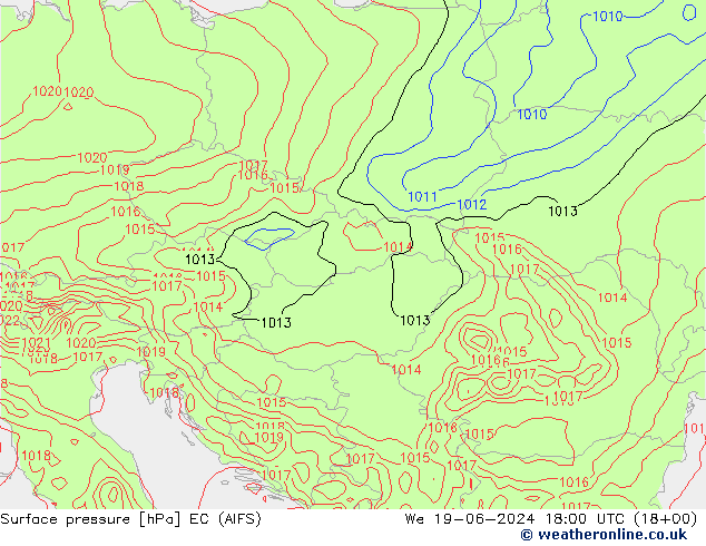 Pressione al suolo EC (AIFS) mer 19.06.2024 18 UTC