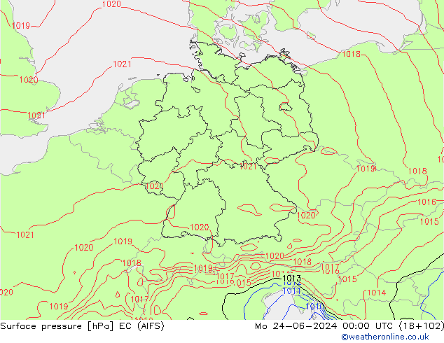 Pressione al suolo EC (AIFS) lun 24.06.2024 00 UTC