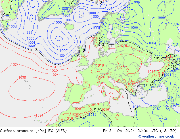 pression de l'air EC (AIFS) ven 21.06.2024 00 UTC
