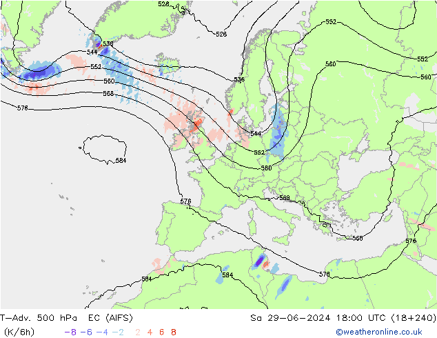 T-Adv. 500 hPa EC (AIFS) Sa 29.06.2024 18 UTC