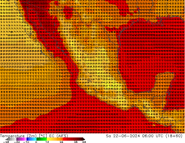 Temperatura (2m) EC (AIFS) sáb 22.06.2024 06 UTC