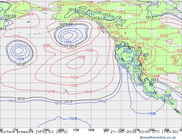 приземное давление EC (AIFS) пт 21.06.2024 00 UTC