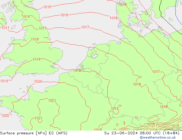 Pressione al suolo EC (AIFS) dom 23.06.2024 06 UTC