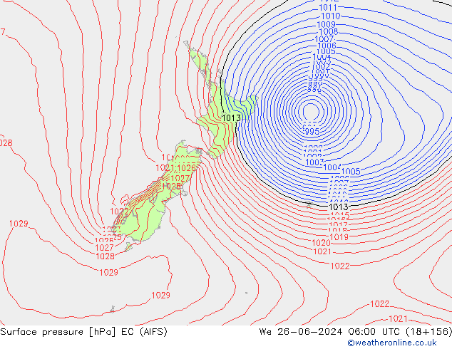 Surface pressure EC (AIFS) We 26.06.2024 06 UTC