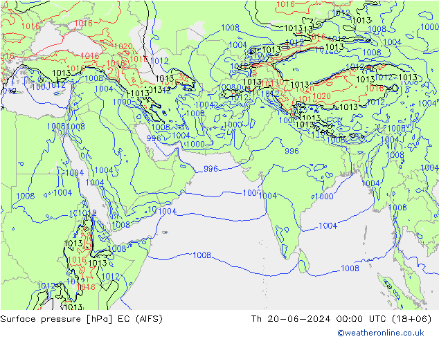 地面气压 EC (AIFS) 星期四 20.06.2024 00 UTC