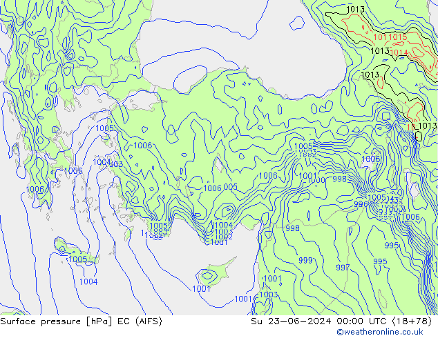Pressione al suolo EC (AIFS) dom 23.06.2024 00 UTC
