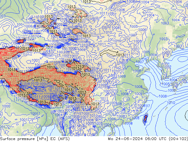 地面气压 EC (AIFS) 星期一 24.06.2024 06 UTC