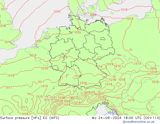 pressão do solo EC (AIFS) Seg 24.06.2024 18 UTC