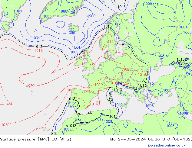 Bodendruck EC (AIFS) Mo 24.06.2024 06 UTC