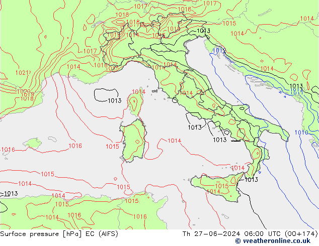 Atmosférický tlak EC (AIFS) Čt 27.06.2024 06 UTC