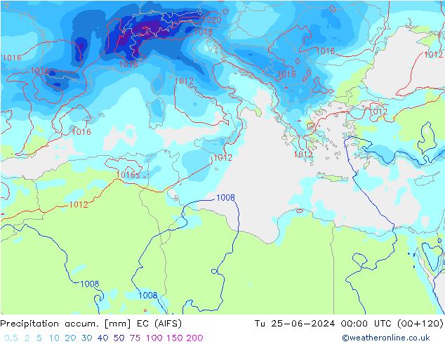 Precipitation accum. EC (AIFS)  25.06.2024 00 UTC