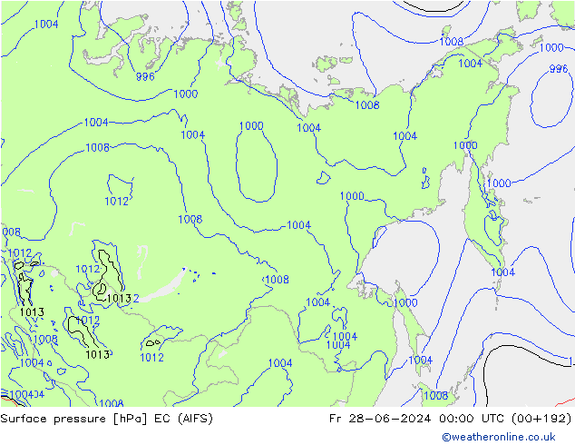 Surface pressure EC (AIFS) Fr 28.06.2024 00 UTC