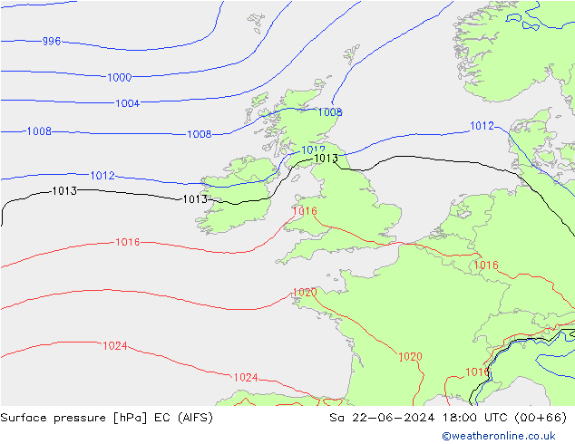 приземное давление EC (AIFS) сб 22.06.2024 18 UTC