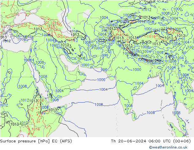 地面气压 EC (AIFS) 星期四 20.06.2024 06 UTC