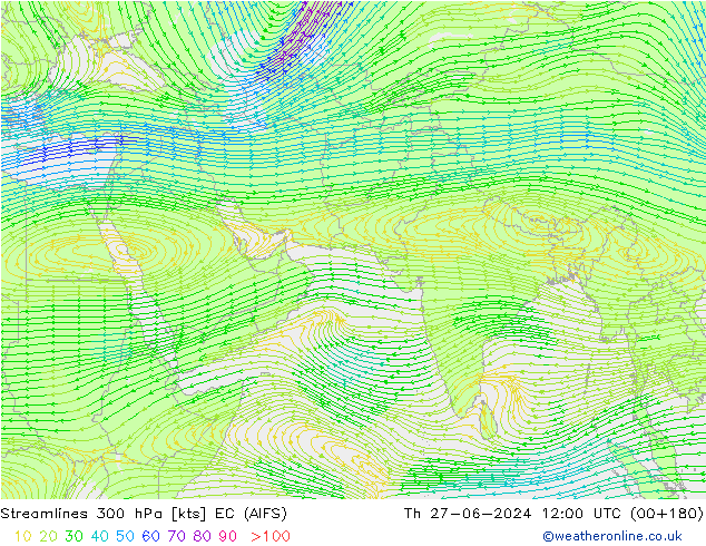 风 300 hPa EC (AIFS) 星期四 27.06.2024 12 UTC