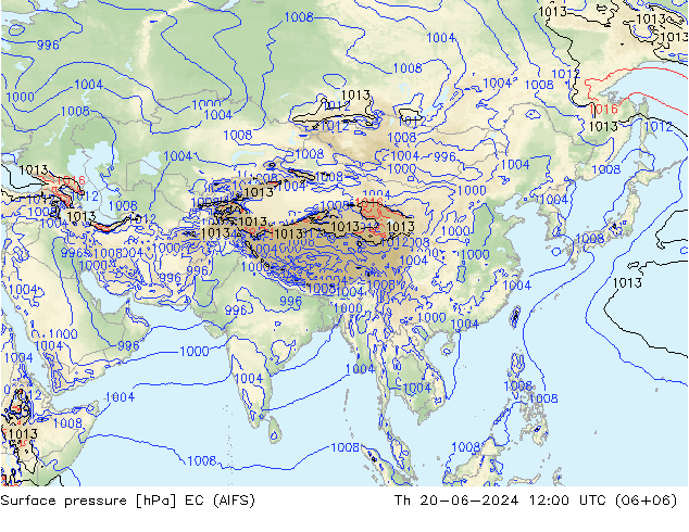 Yer basıncı EC (AIFS) Per 20.06.2024 12 UTC