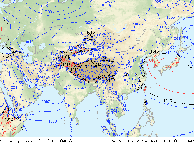 Surface pressure EC (AIFS) We 26.06.2024 06 UTC