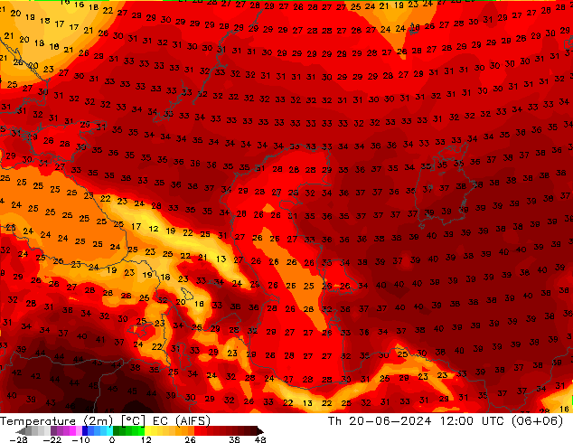 Sıcaklık Haritası (2m) EC (AIFS) Per 20.06.2024 12 UTC