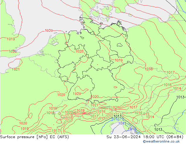 Surface pressure EC (AIFS) Su 23.06.2024 18 UTC